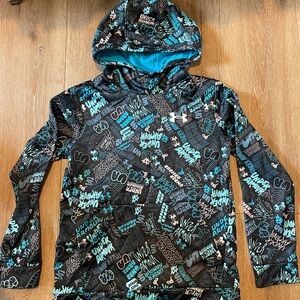 Under Armour Black and Teal/Blue Graphic Hoodie